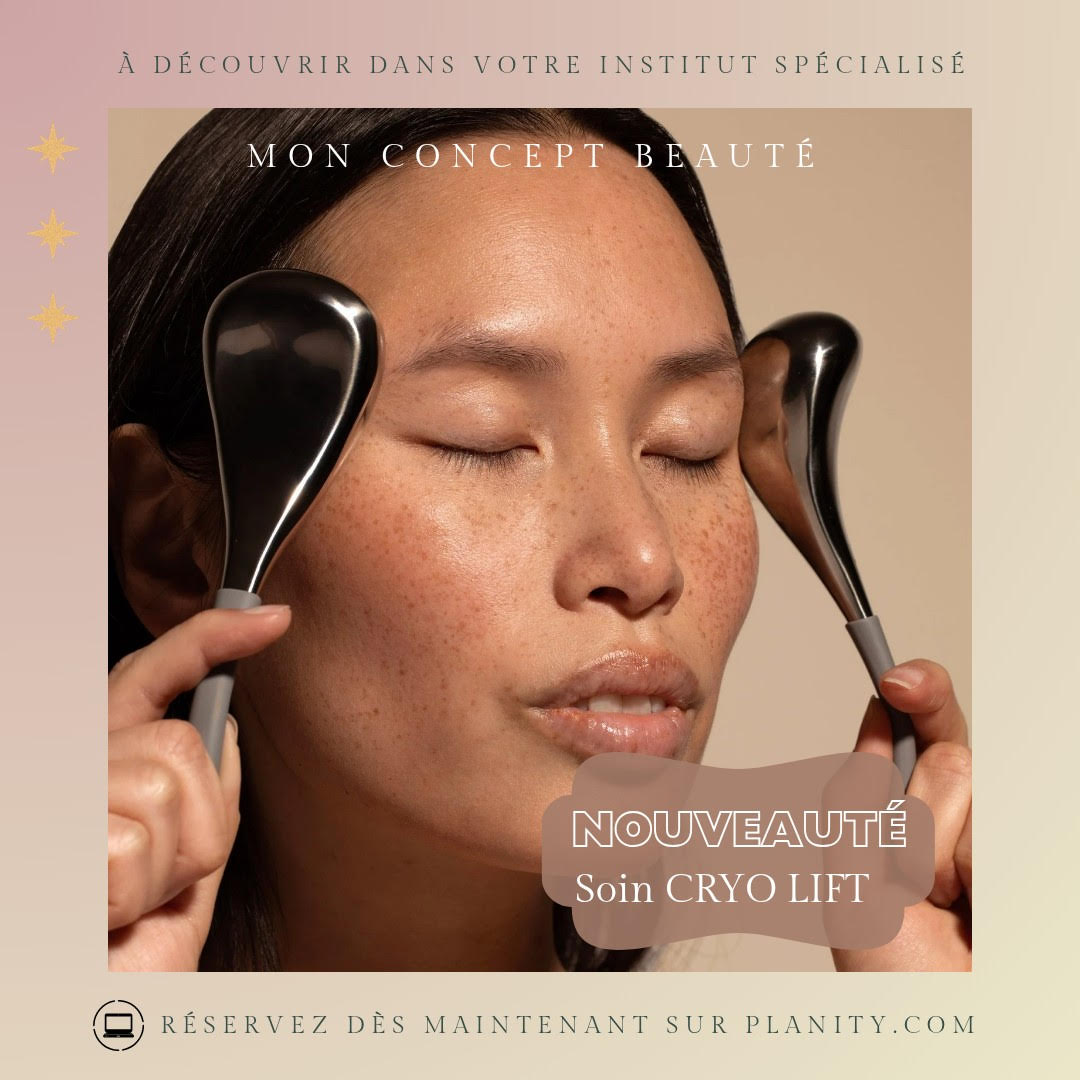Soin Cryo Lift : Une Parenthèse de Jeunesse pour votre peau. Optez pour le lifting manuel par le froid et découvrez un effet lift immédiat, redéfinissant les contours du visage, rehaussant les traits et redessinant l’ovale. Ce soin exclusif nécessite l'utilisation des boules de massage froid en acier inoxydable, et il s’adresse aux peaux en quête de fermeté, offrant un traitement de massage resculptant profond, idéal si vous recherchez à restaurer les volumes perdus du visage 😍