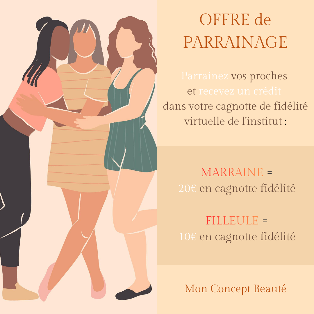 Offre parrainage Mon Concept beauté.Institut de beauté spécialisé dans le soin de la peau